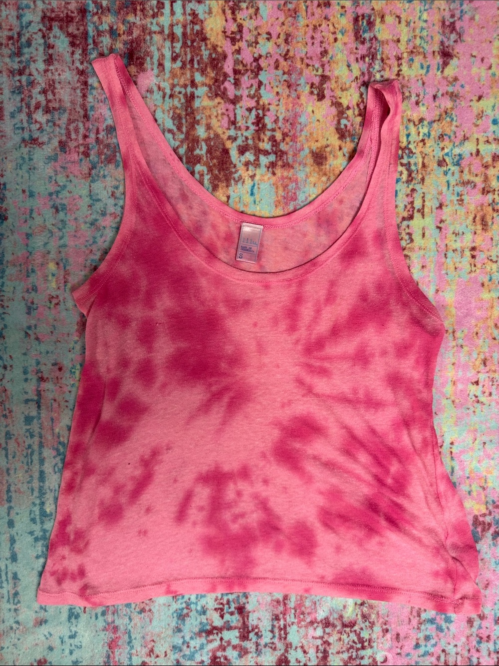 Lilu Pink Tie-Dye Sleeveless Tank Top